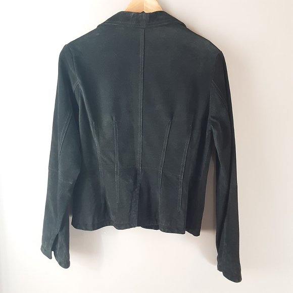 Atmosphere Women's Black Suede Leather Jacket Blazer Size Large - Picture 6 of 16